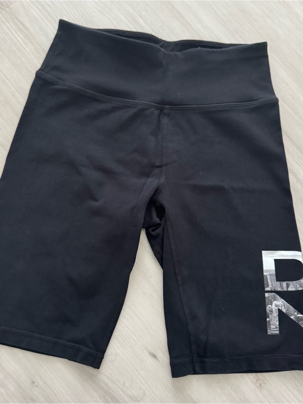 DKNY Black High-Rise Bike Shorts with Logo